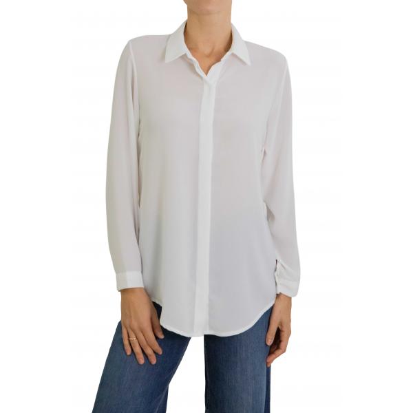 Camicia tinta unita con colletto e bottoni 